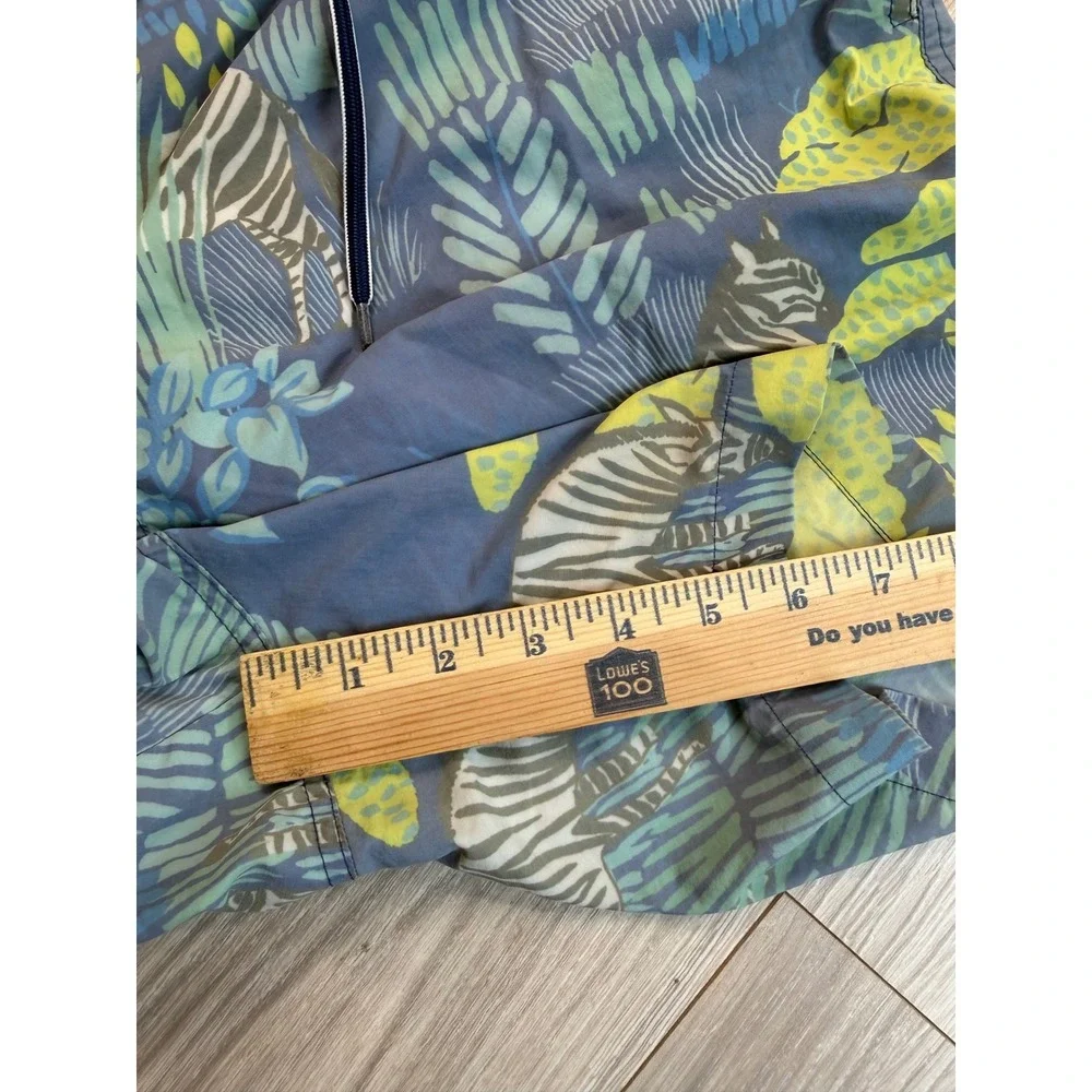 J. McLaughlin Mens Swim Trunks Large Blue Green Zebra Jungle Print Mesh‎ Lined